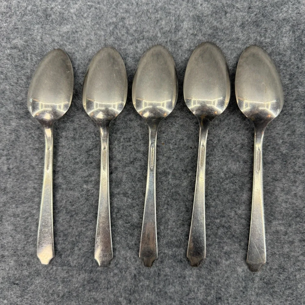 Antique William Rogers And Son 5 Pc Spoon‎ Set 1847 Engraved R Dining